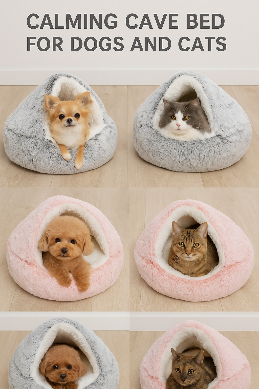 Calming Cave Bed for Dogs and Cats: