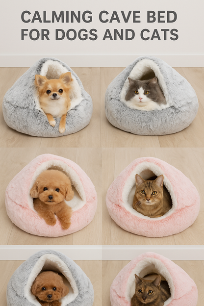 Calming Cave Bed for Dogs and Cats: