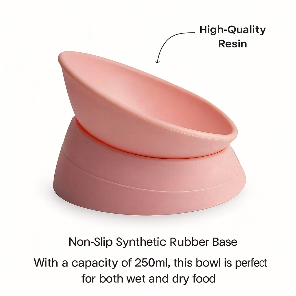 Non-Slip Cat Bowl with Adjustable Angle for Flat-Faced Cats